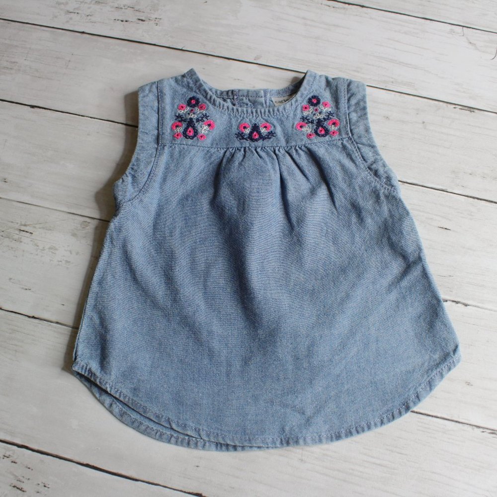 Carter's Baby Girl Chambray Denim Shirt Size 3 Mo